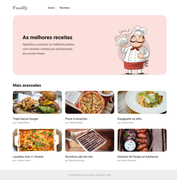 Home page of a food app project